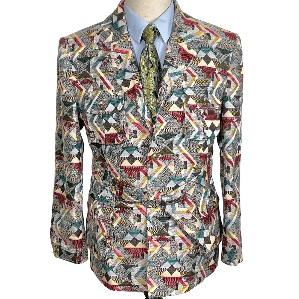 Multicolor Geometric Men's Blazer
